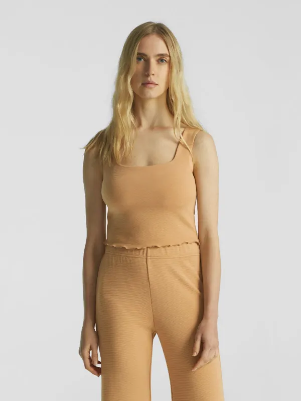 Square Neck Lettuce Hem Cropped Tank sold by ogl move