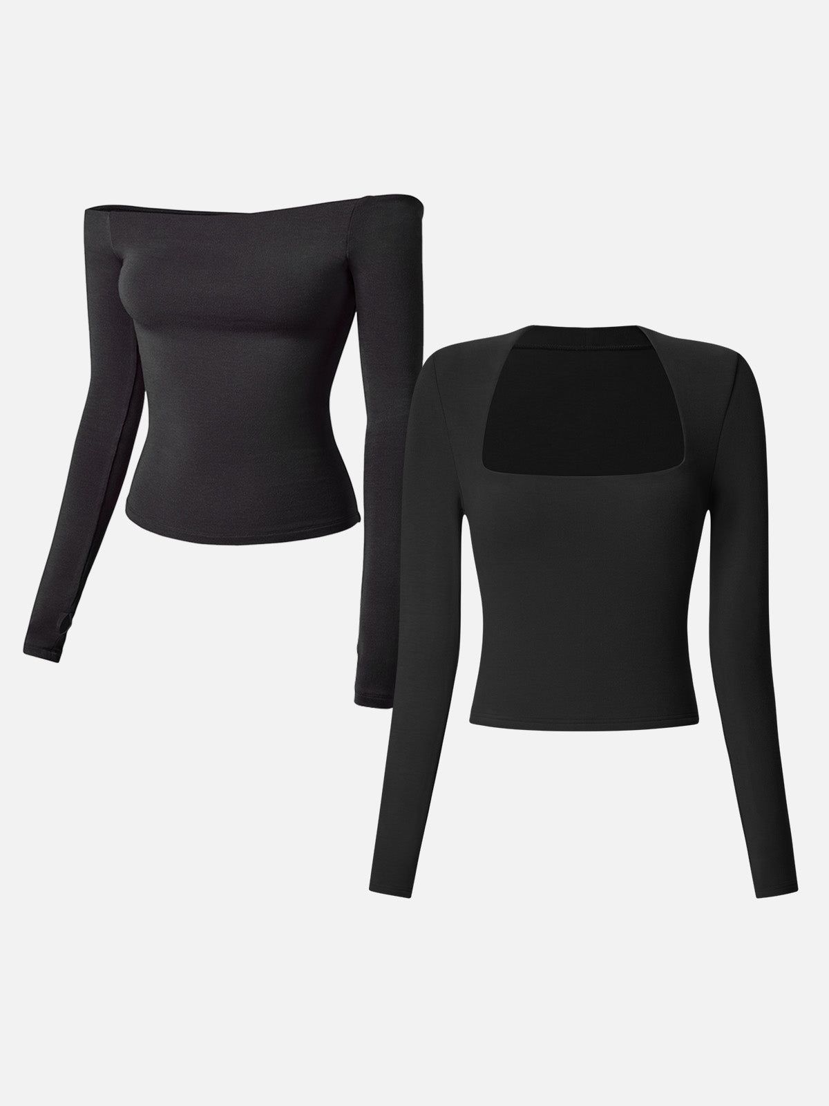 Square Neck Long Sleeve Top&Multi-Wear Body Top-2Pcs Set sold by ogl move product image thumbnail 2