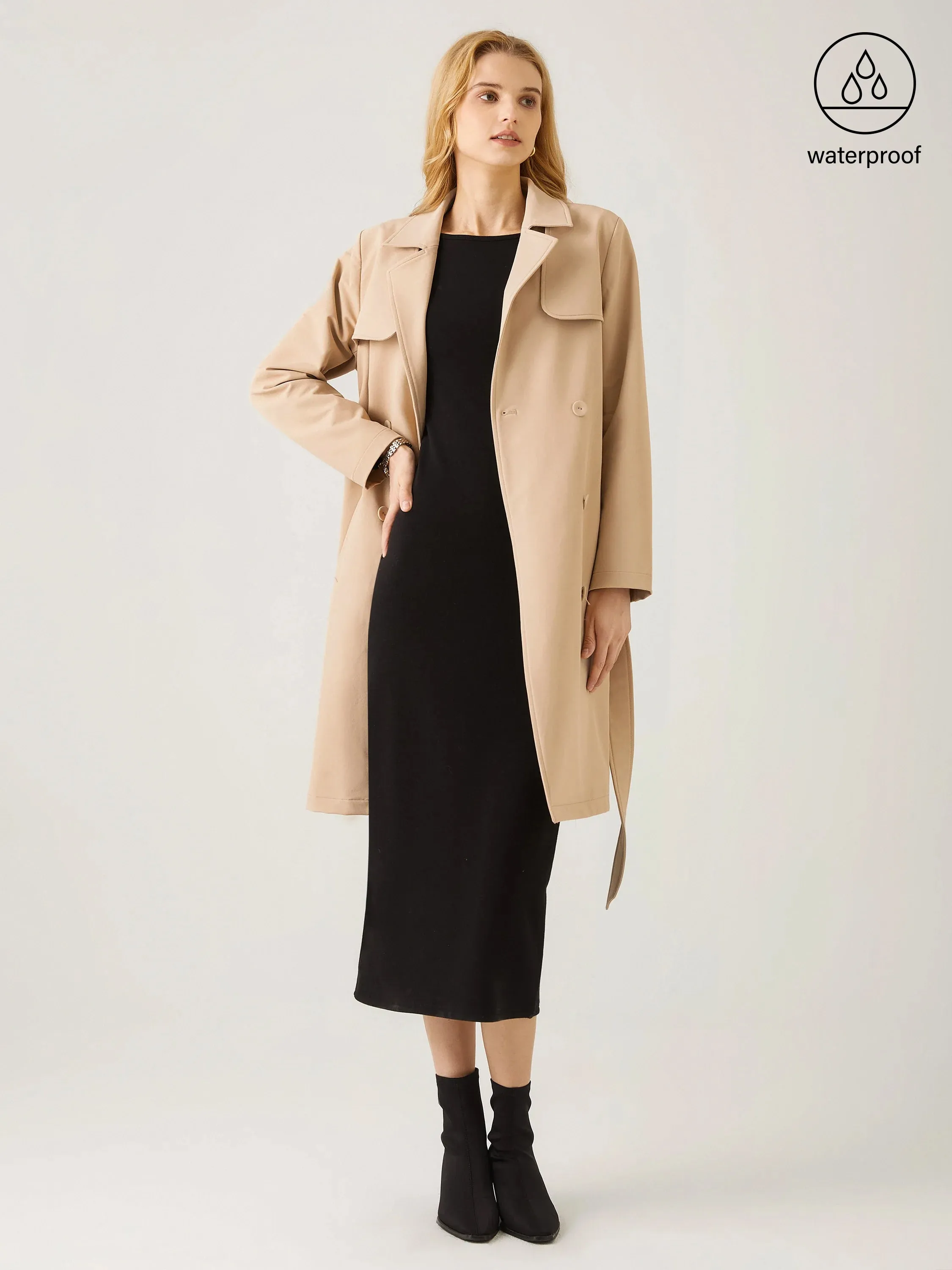 Waterproof Double-Breasted Trench Coat With Belt sold by ogl move product image thumbnail 2