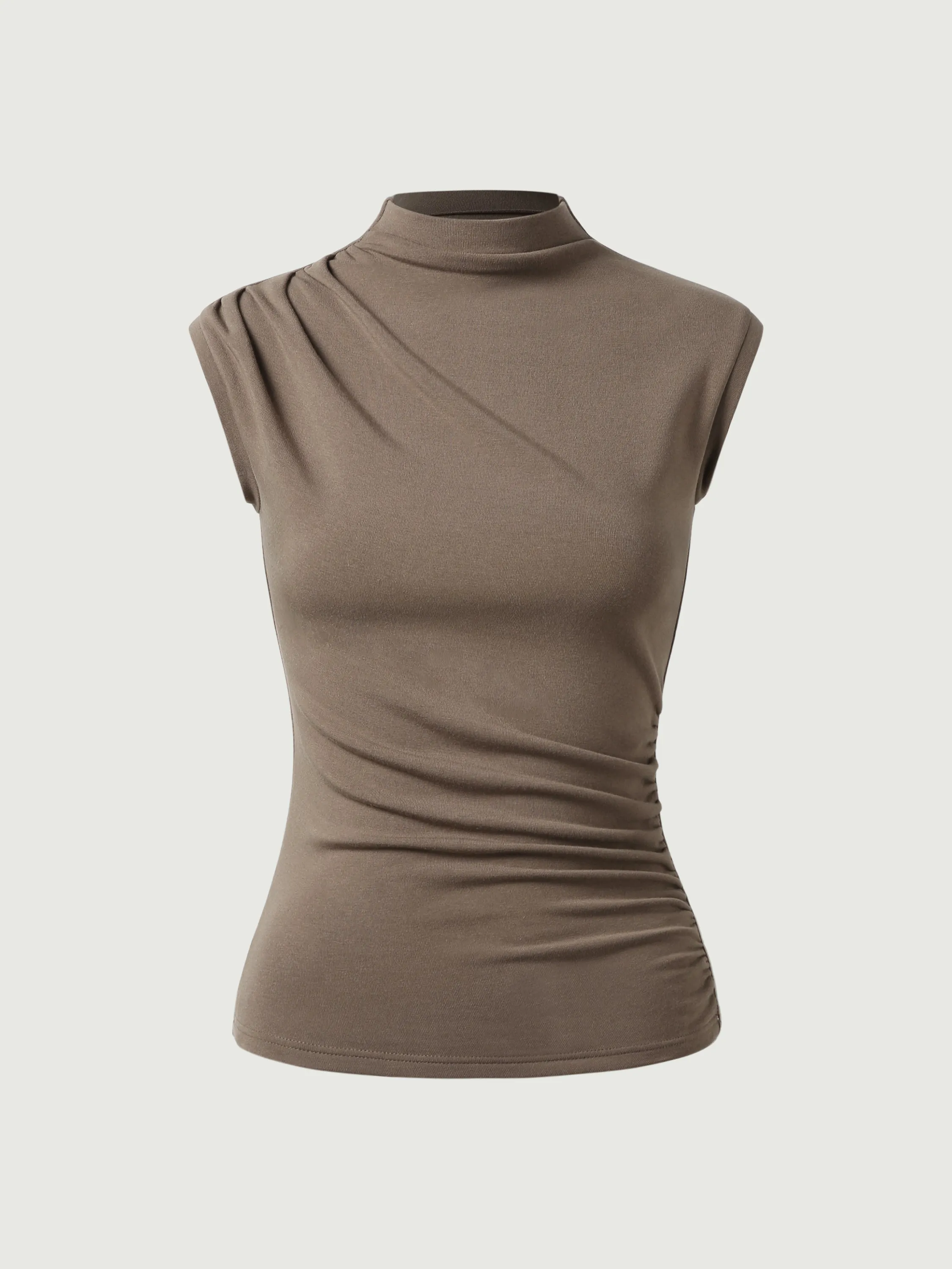 Asymmetrical Ruching Mockneck Tank Top sold by OGLmove product image thumbnail 2