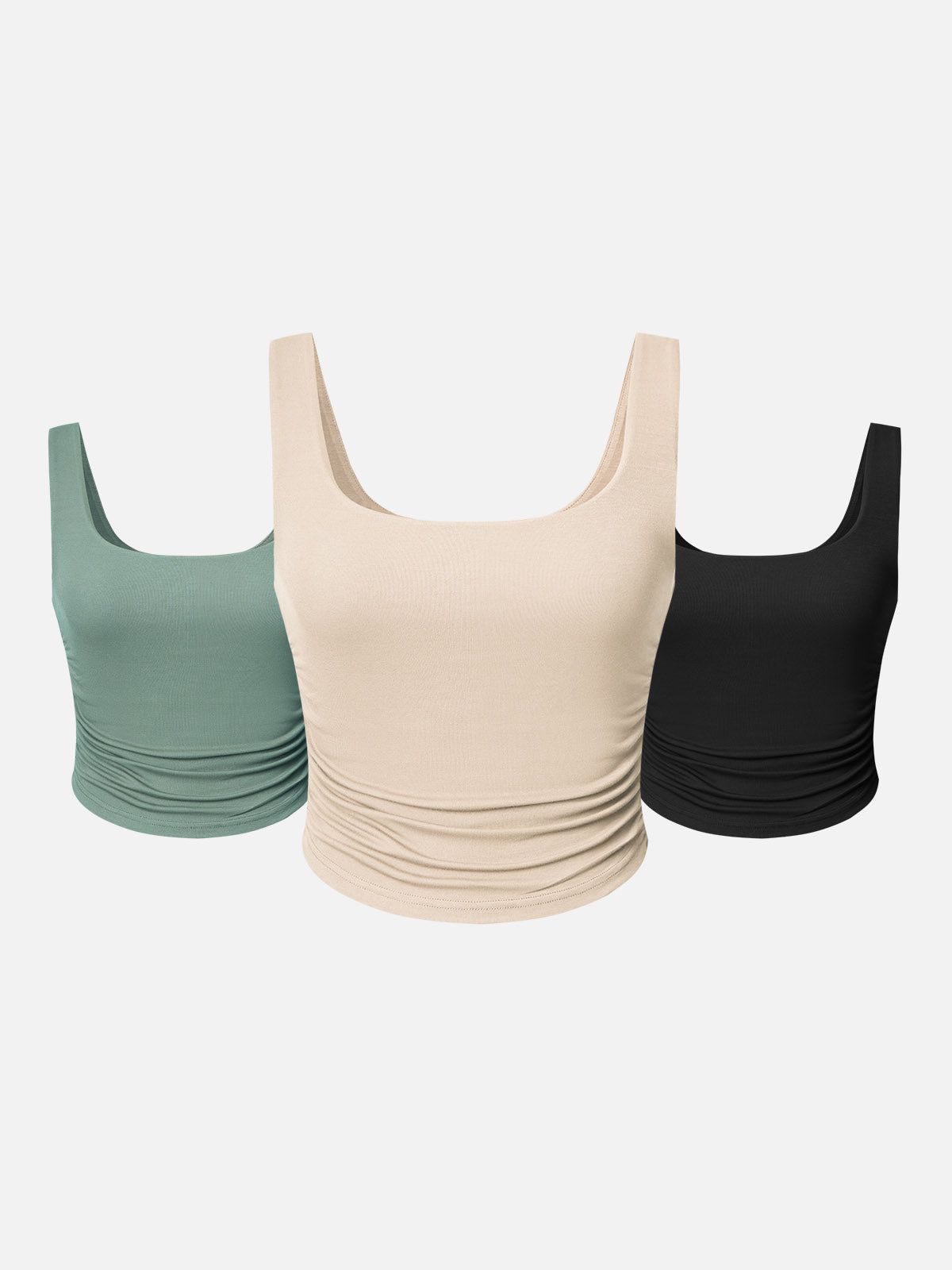 Eco-SkinKiss® Ruched Sides Square Brami Tank Top-3Pcs Set sold by ogl move