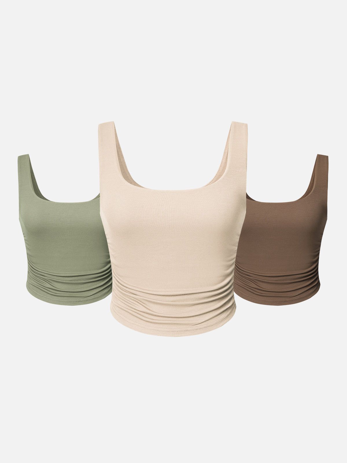 Eco-SkinKiss® Ruched Sides Square Brami Tank Top-3Pcs Set sold by ogl move product image thumbnail 8