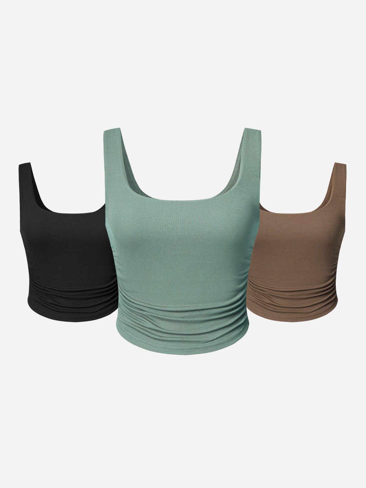 Eco-SkinKiss® Ruched Sides Square Brami Tank Top-3Pcs Set sold by ogl move product image thumbnail 9