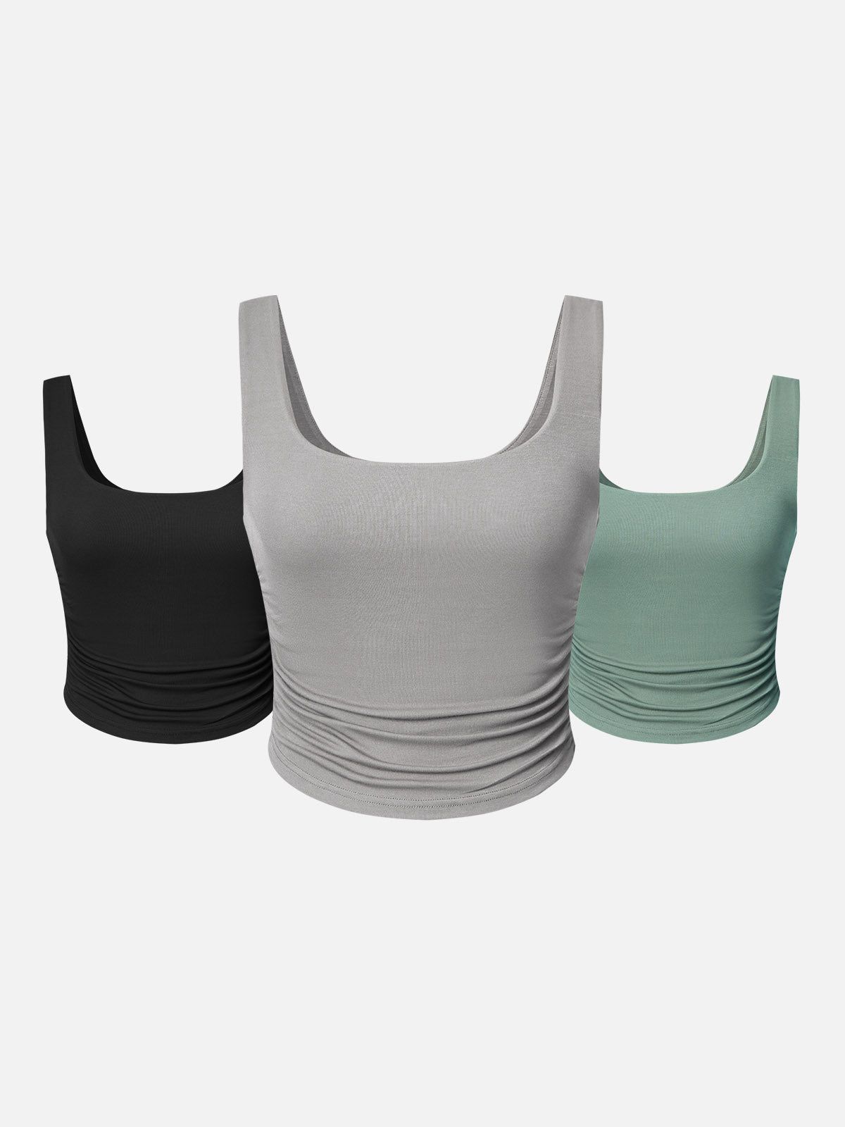 Eco-SkinKiss® Ruched Sides Square Brami Tank Top-3Pcs Set sold by ogl move product image thumbnail 7