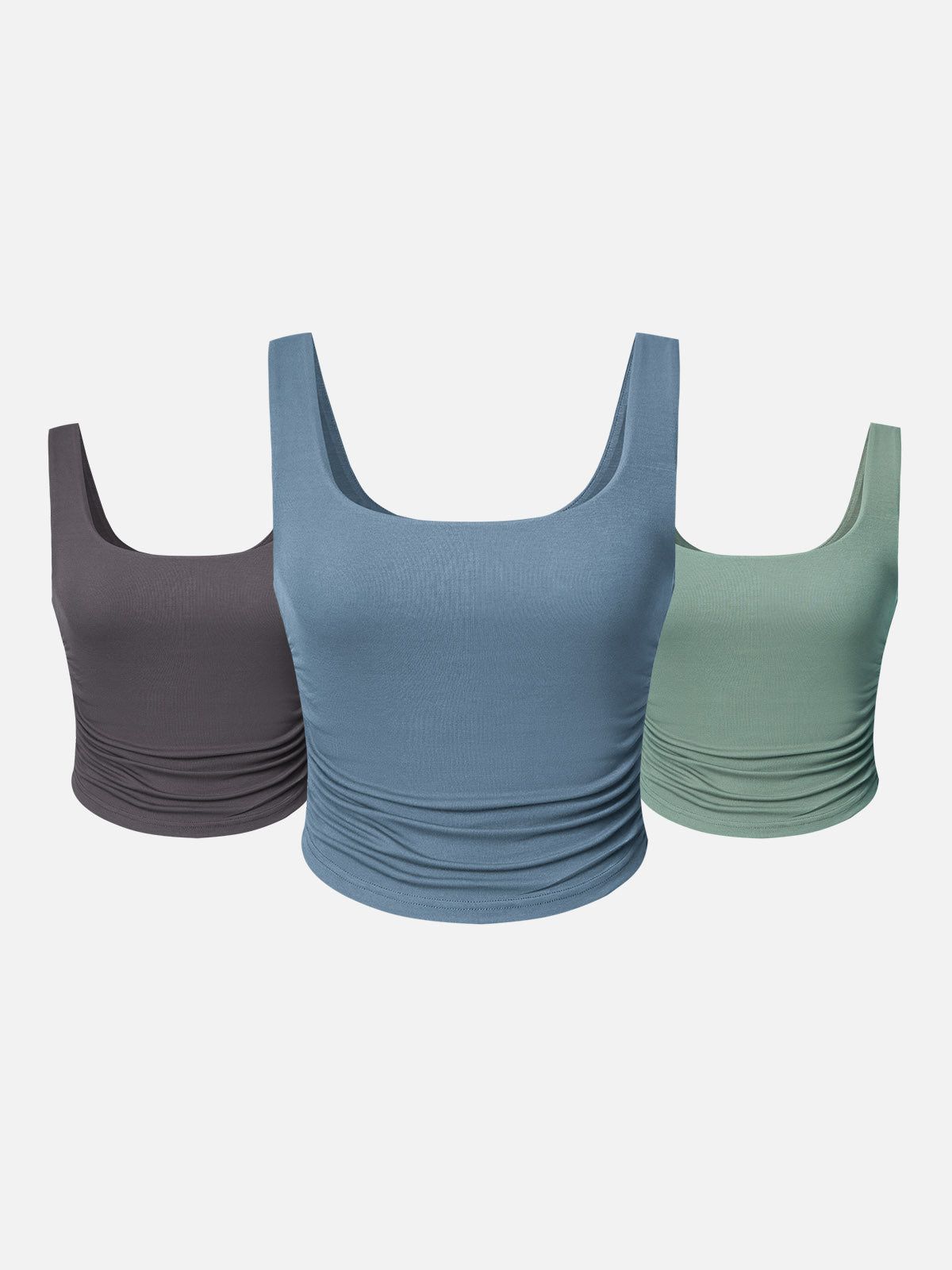 Eco-SkinKiss® Ruched Sides Square Brami Tank Top-3Pcs Set sold by ogl move product image thumbnail 5