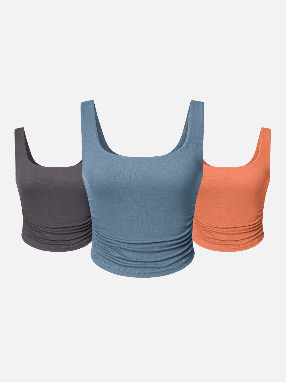 Eco-SkinKiss® Ruched Sides Square Brami Tank Top-3Pcs Set sold by ogl move product image thumbnail 13