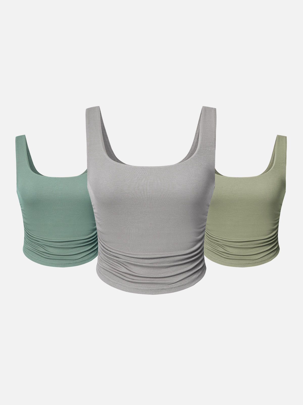 Eco-SkinKiss® Ruched Sides Square Brami Tank Top-3Pcs Set sold by ogl move product image thumbnail 10