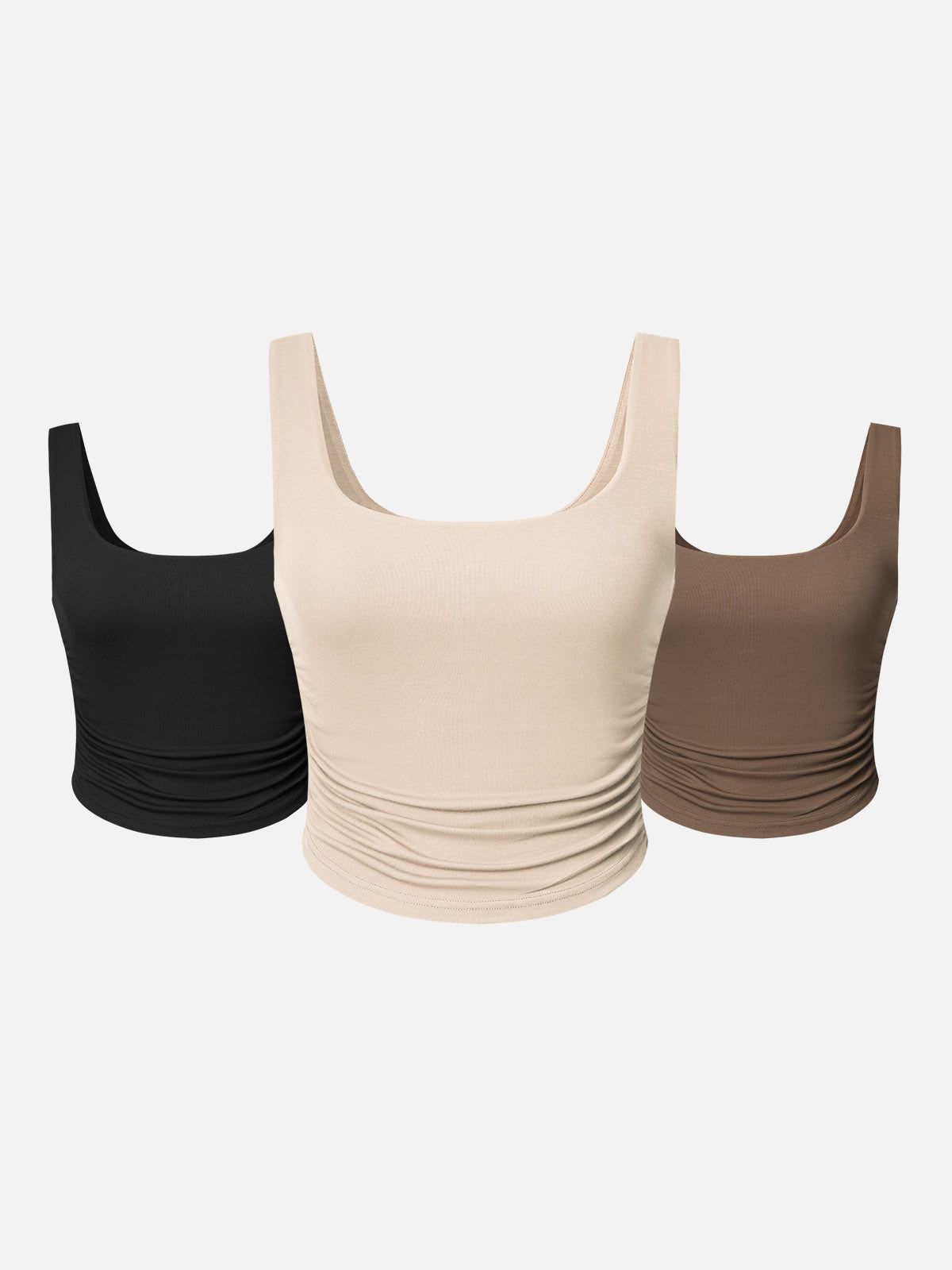 Eco-SkinKiss® Ruched Sides Square Brami Tank Top-3Pcs Set sold by ogl move product image thumbnail 6