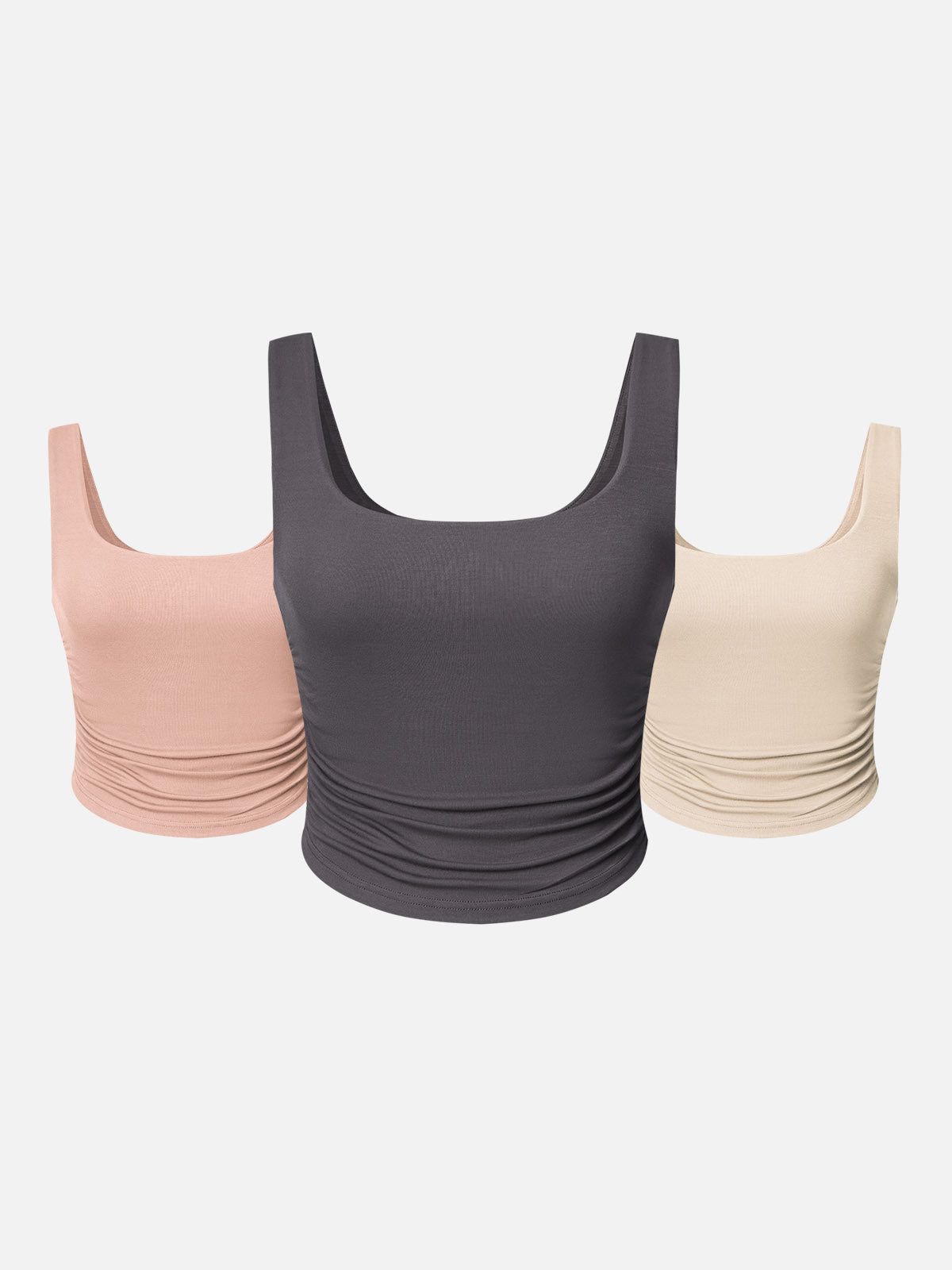 Eco-SkinKiss® Ruched Sides Square Brami Tank Top-3Pcs Set sold by ogl move product image thumbnail 11