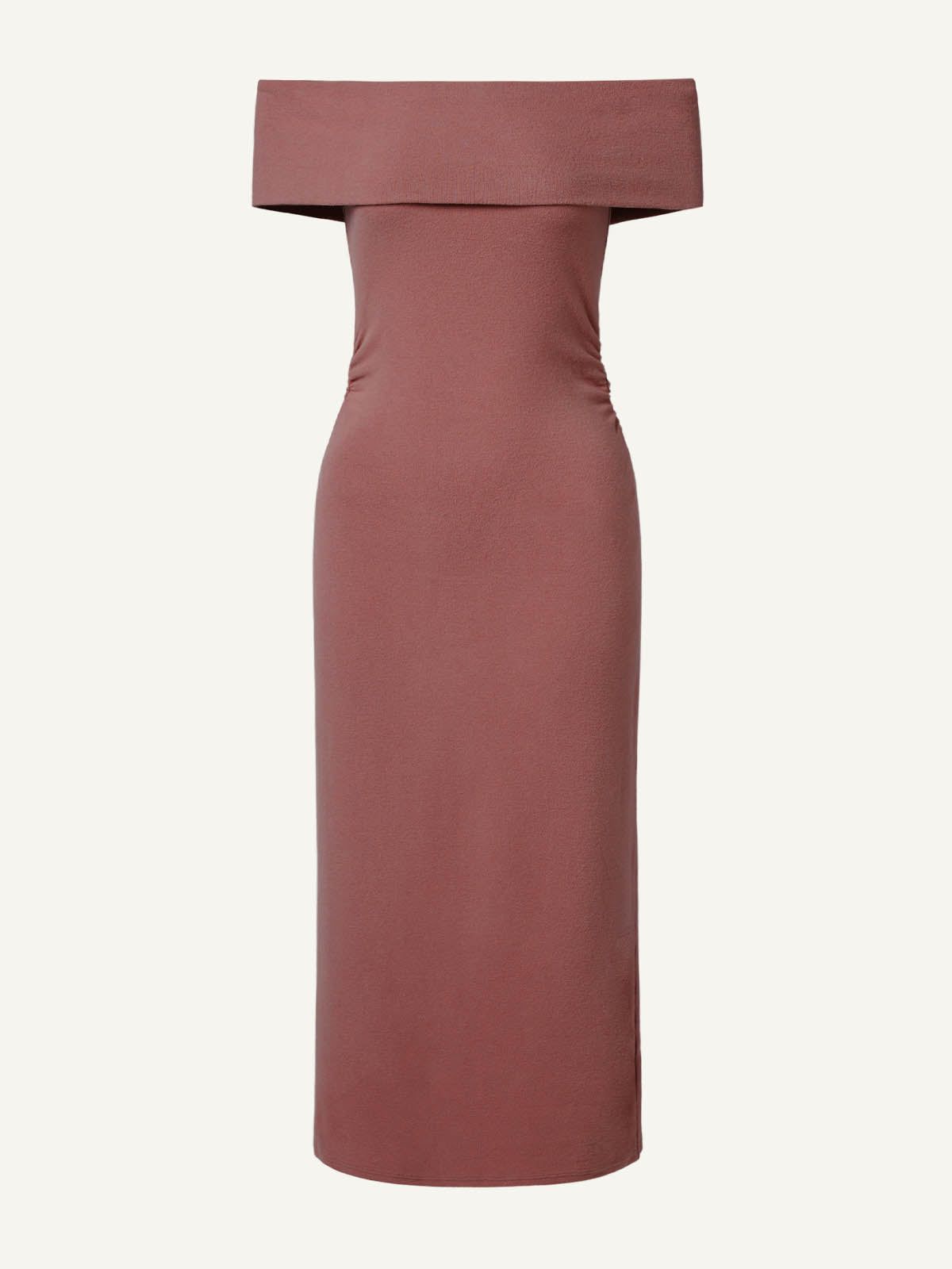 Eco-Mousse® Thermal Brushed Rib Off-The-Shoulder Midi Dress sold by ogl move