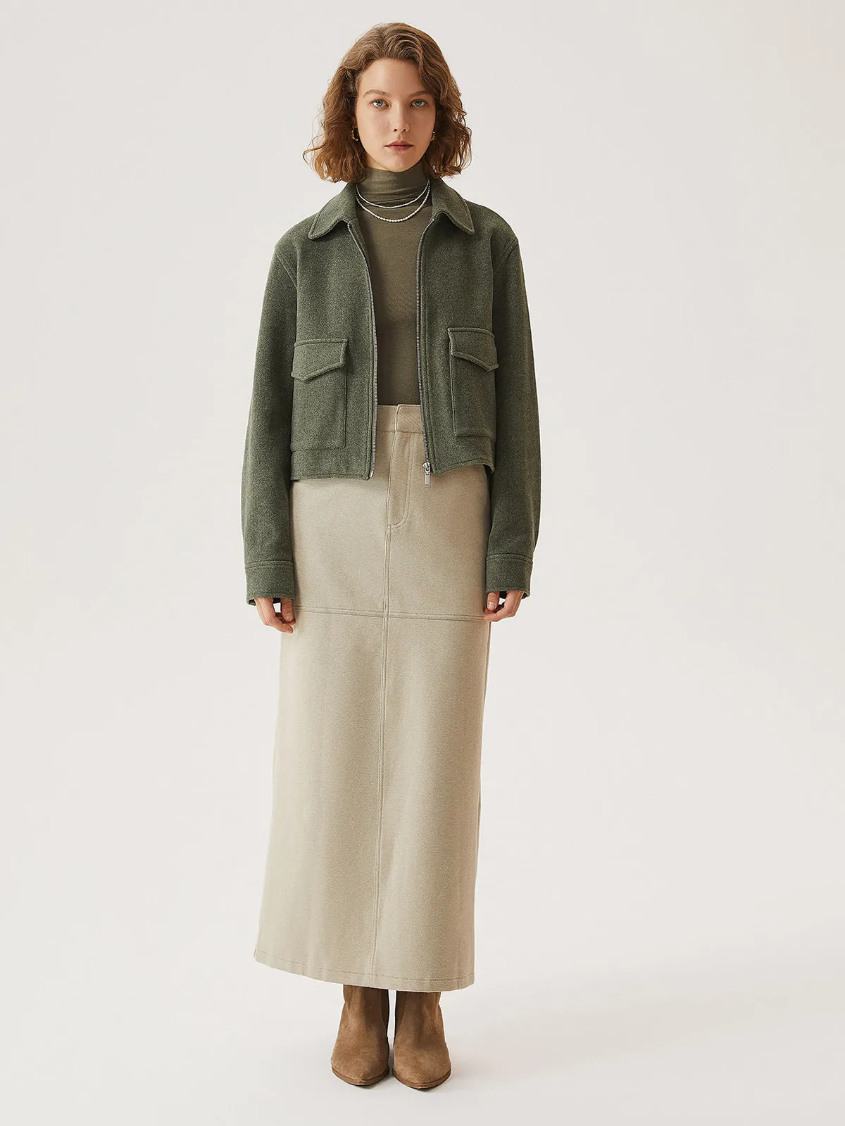 Wool-Like Fleece Full-Zip Cropped Jacket sold by ogl move product image thumbnail 5