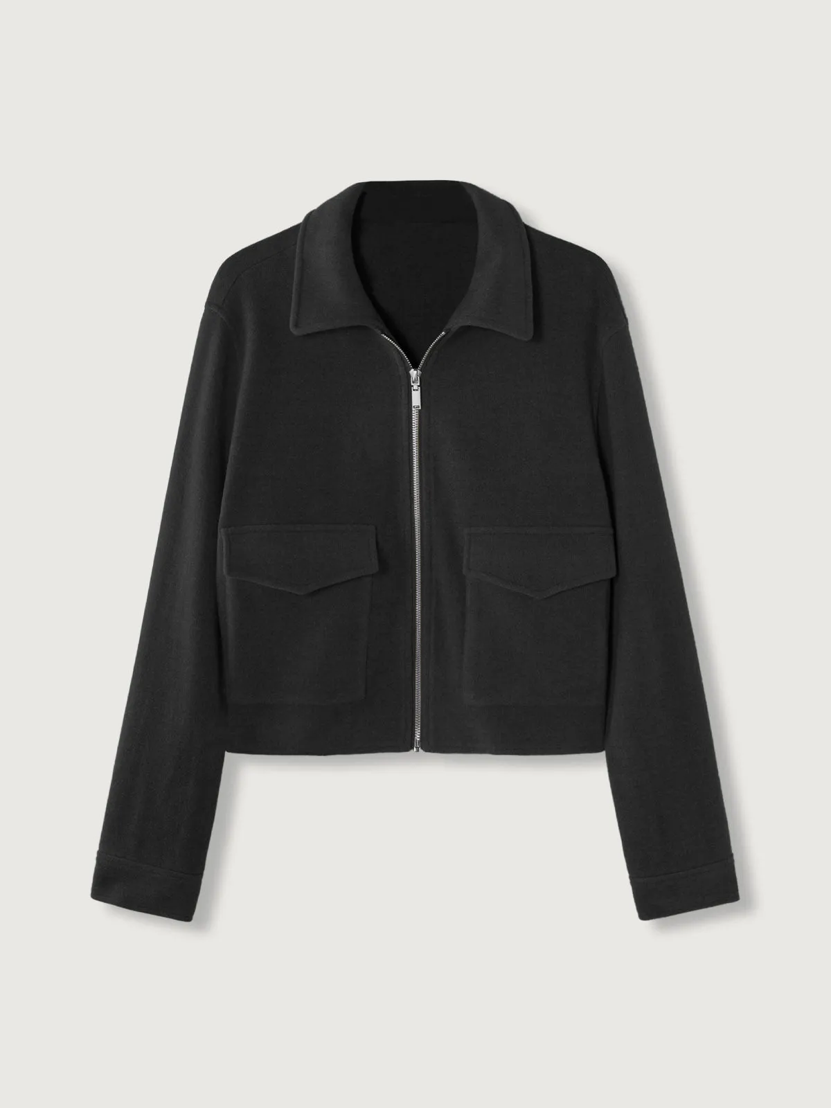 Wool-Like Fleece Full-Zip Cropped Jacket sold by ogl move