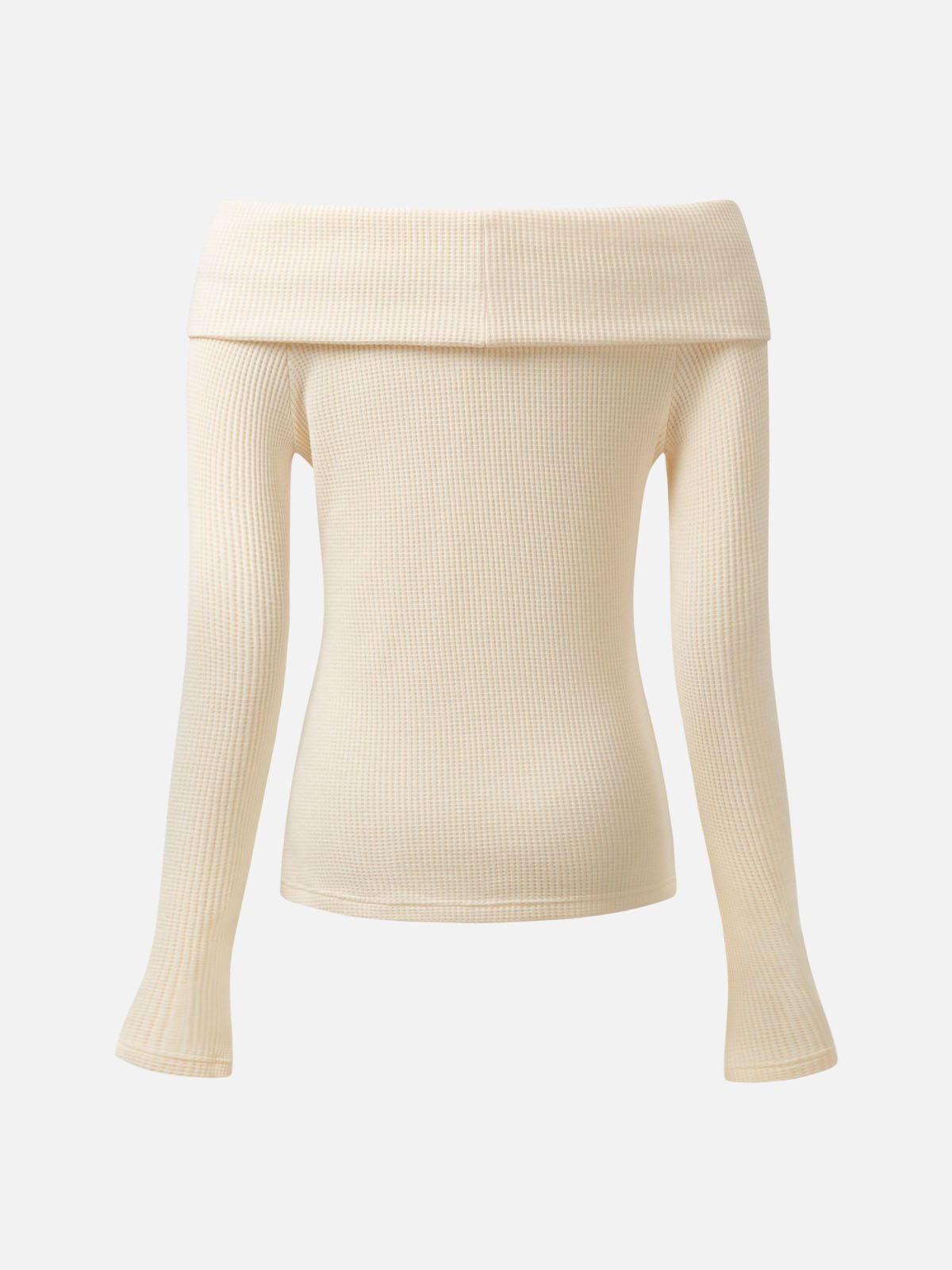 Waffle Striped Off The Shoulder Knit Tops sold by ogl move product image thumbnail 3