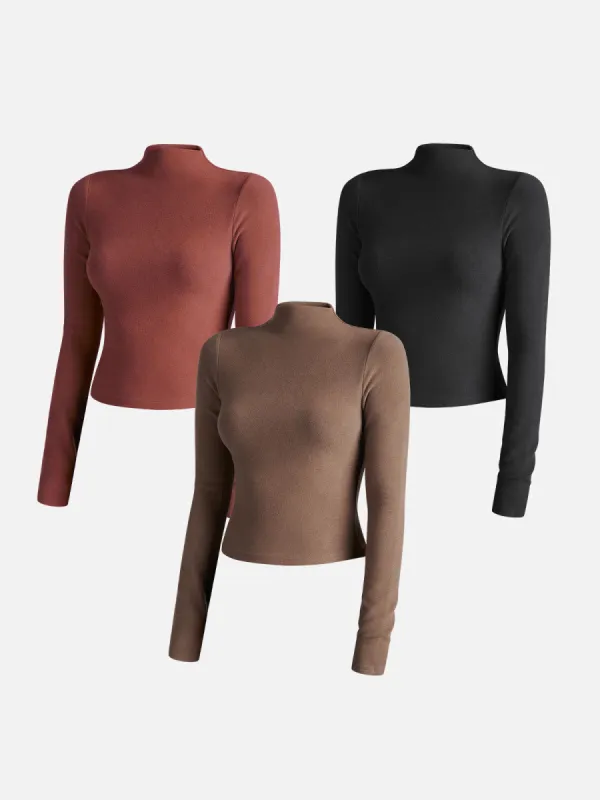 Eco-Mousse® Thermal Brushed Mock Neck Crop Top 3Pcs Set sold by ogl move