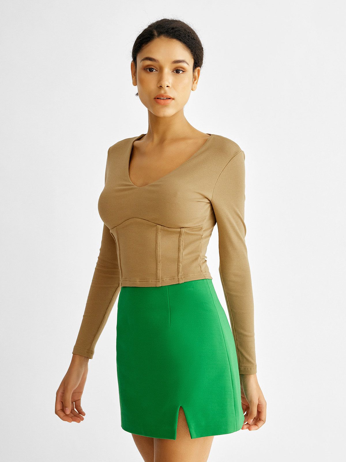 Plantive™ Corset V-Neck Top sold by ogl move