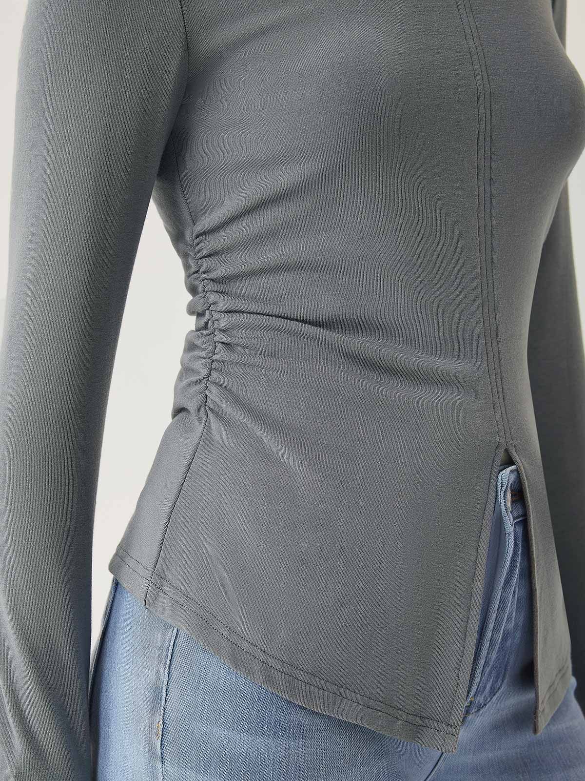 Eco-Mousse® Crewneck Slit Hem Top sold by ogl move product image thumbnail 5