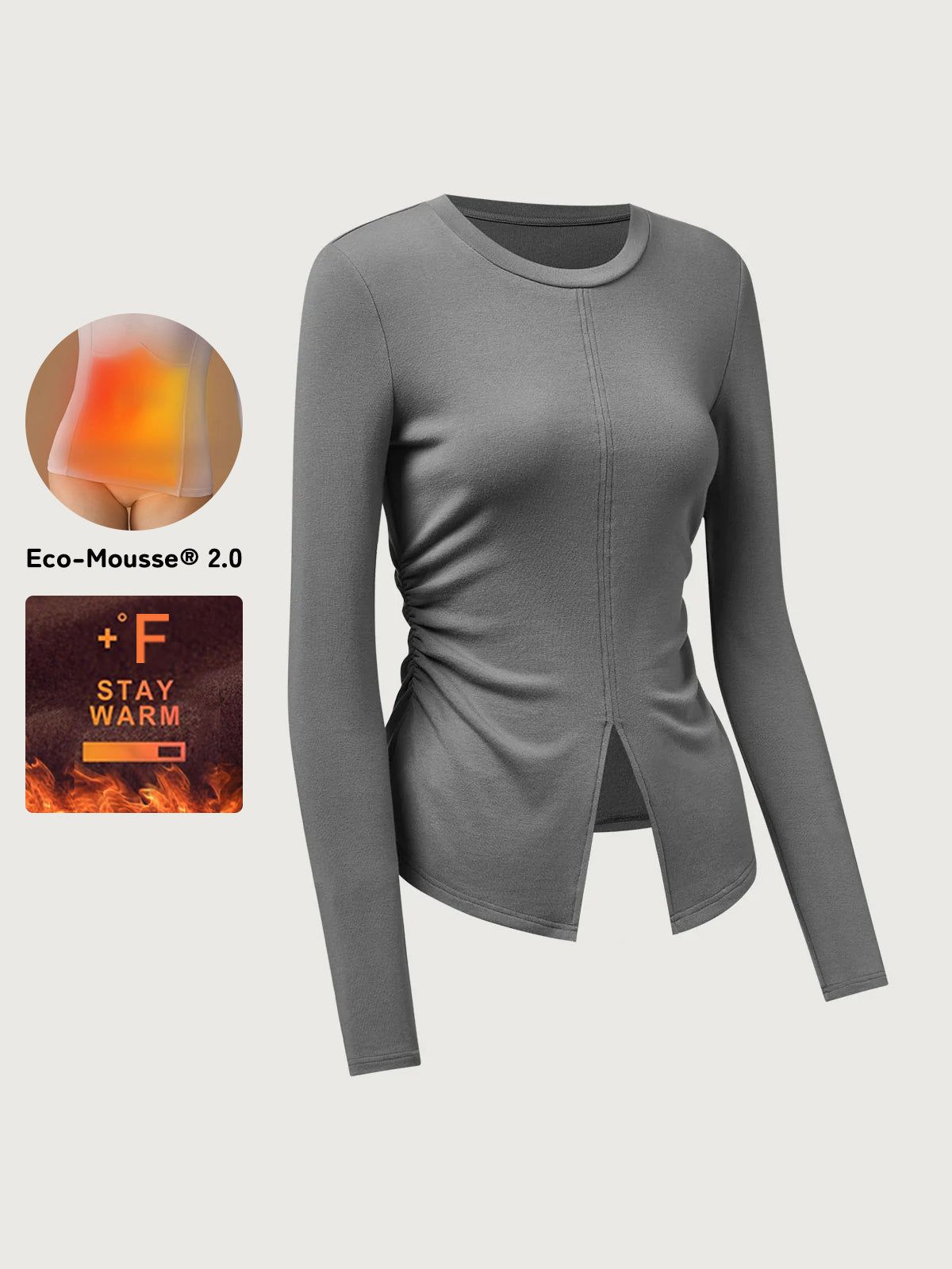 Eco-Mousse® Crewneck Slit Hem Top sold by ogl move product image thumbnail 2