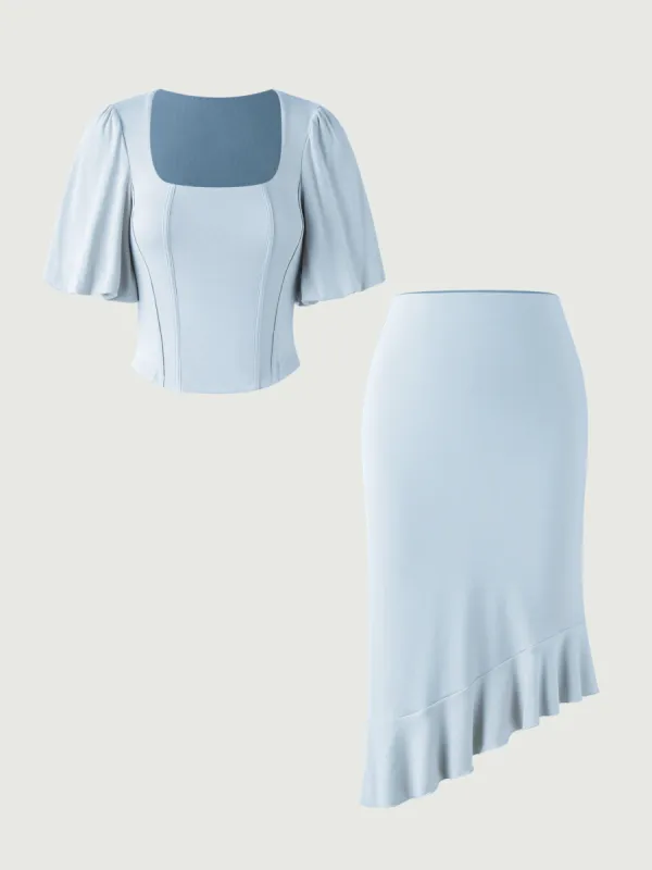 Eco-SkinKiss® 2.0 Palace Top & Asymmetrical Ruffle Skirt 2Pcs Set sold by ogl move