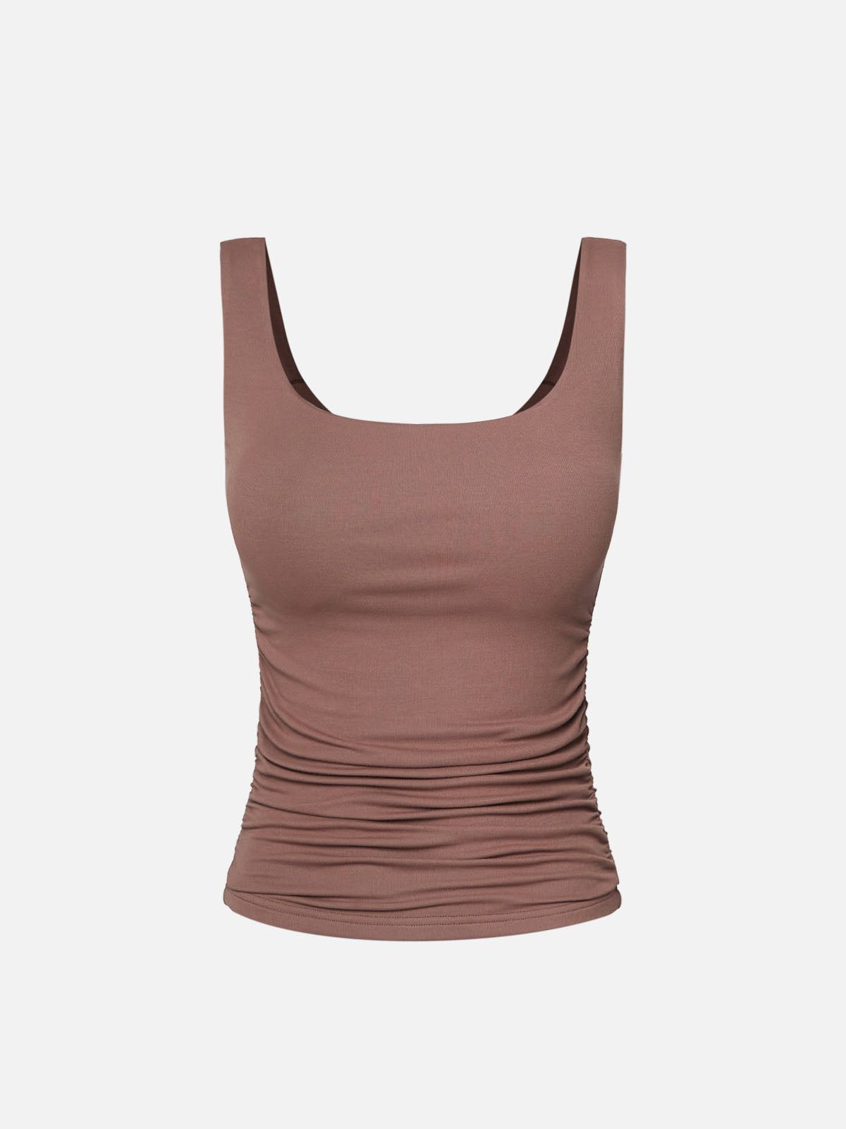 Ruched Sides Square Brami Tank Top-Hip Length sold by ogl move