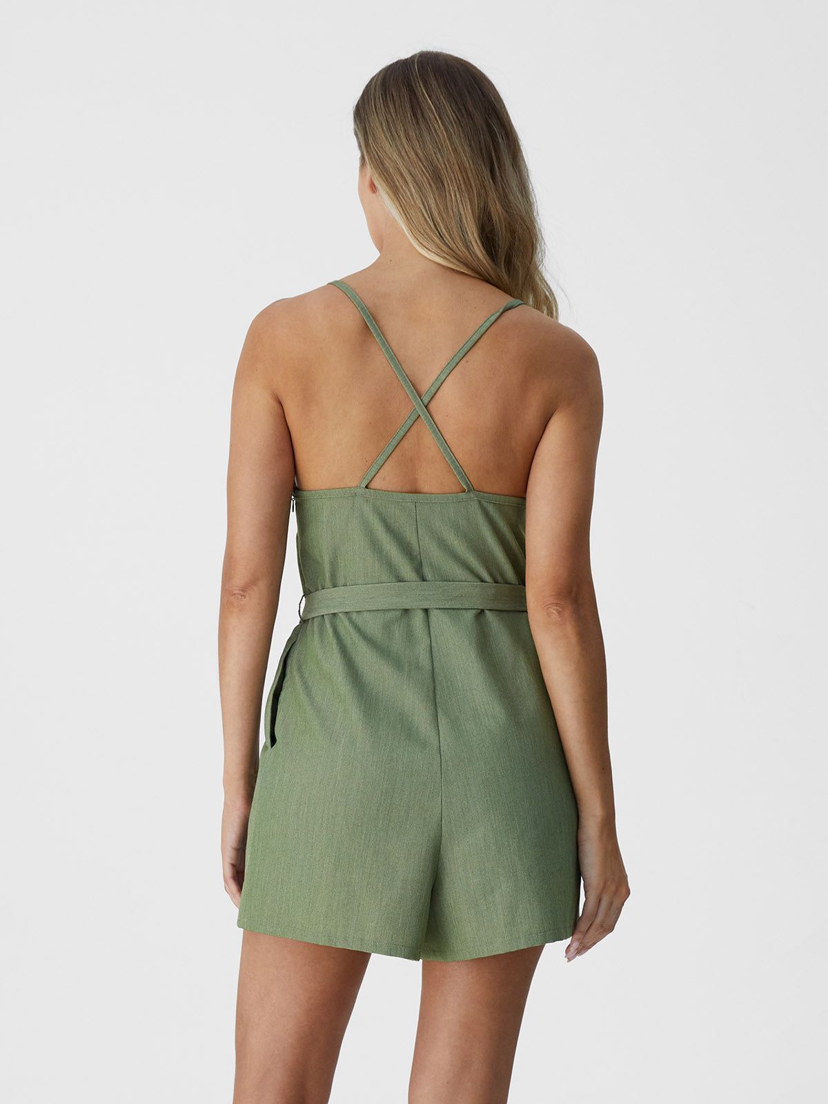 Denim-Like Cami Romper sold by ogl move product image thumbnail 4