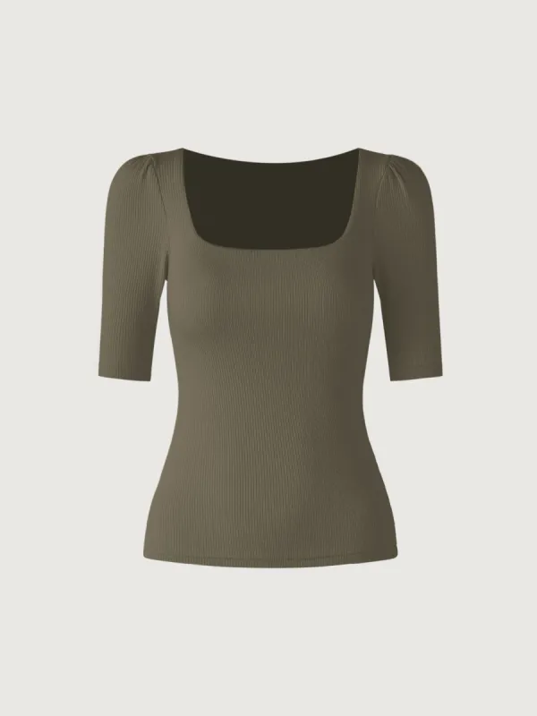Puff Mid-Sleeve Square Neck Brami Top sold by ogl move