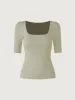 Puff Mid-Sleeve Square Neck Brami Top sold by ogl move