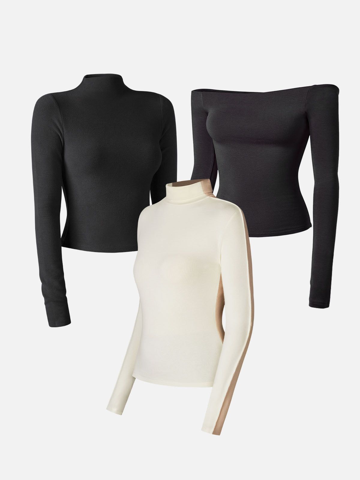 Multi-Wear Body Top&Mock Neck Crop Top&Two-way Color Block Top -3Pcs Set sold by ogl move product image thumbnail 9