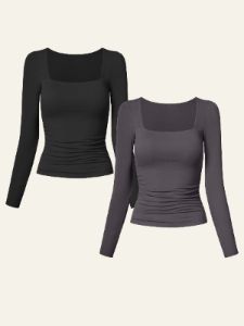 Eco-SkinKiss® Square Neck Ruched Brami Top 2Pcs Set sold by ogl move