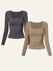 Eco-SkinKiss® Square Neck Ruched Brami Top 2Pcs Set sold by ogl move