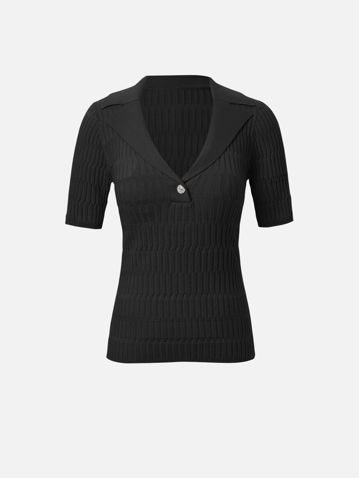 Crystal Texture Wool Knit Polo Sweater sold by ogl move product image thumbnail 3