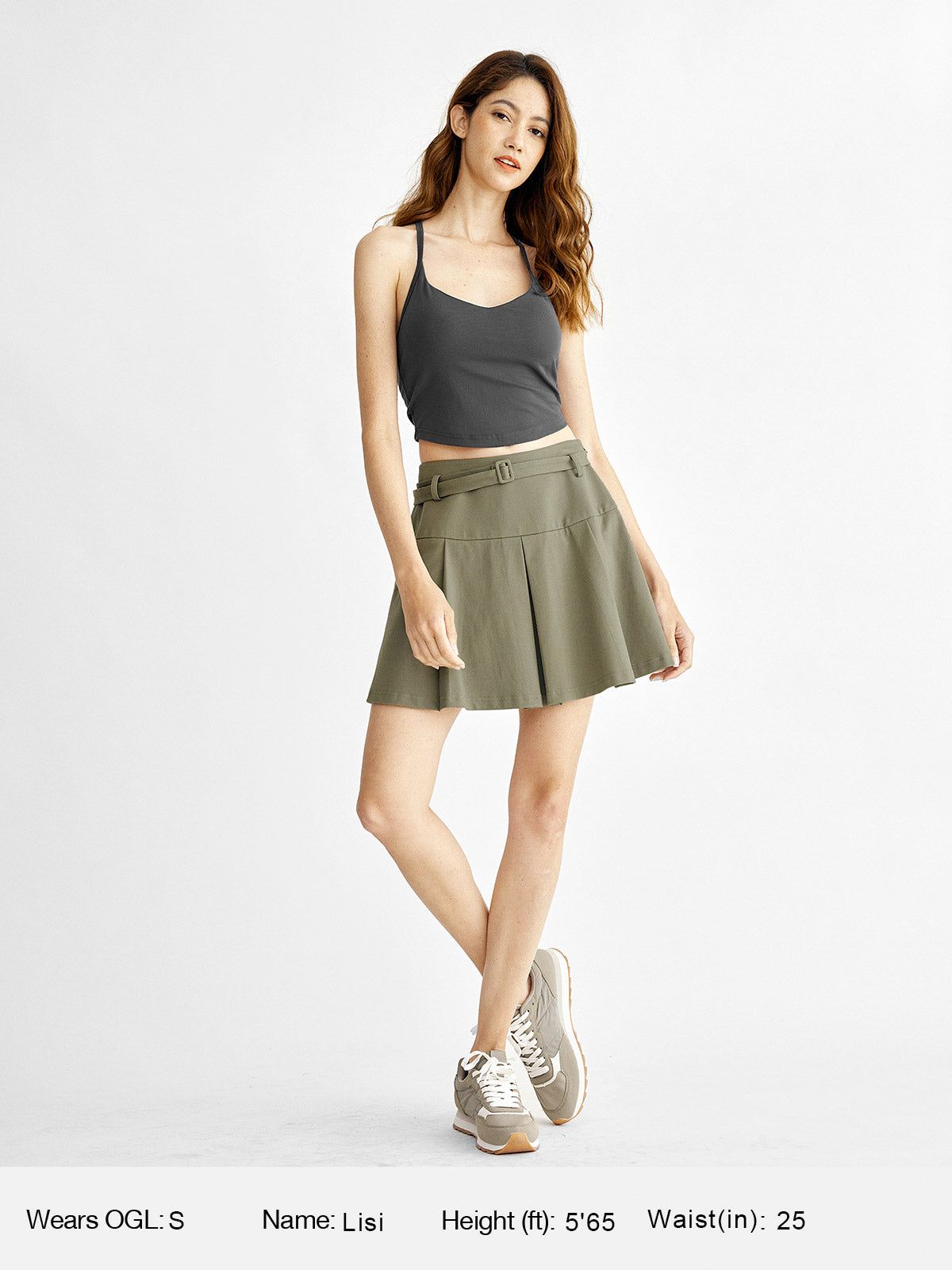 Belted Mid-Rise Pleated Skort sold by ogl move product image thumbnail 2