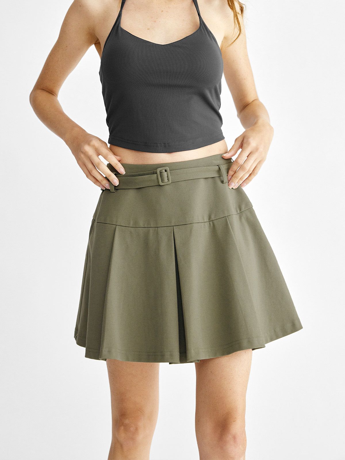 Belted Mid-Rise Pleated Skort sold by ogl move product image thumbnail 5