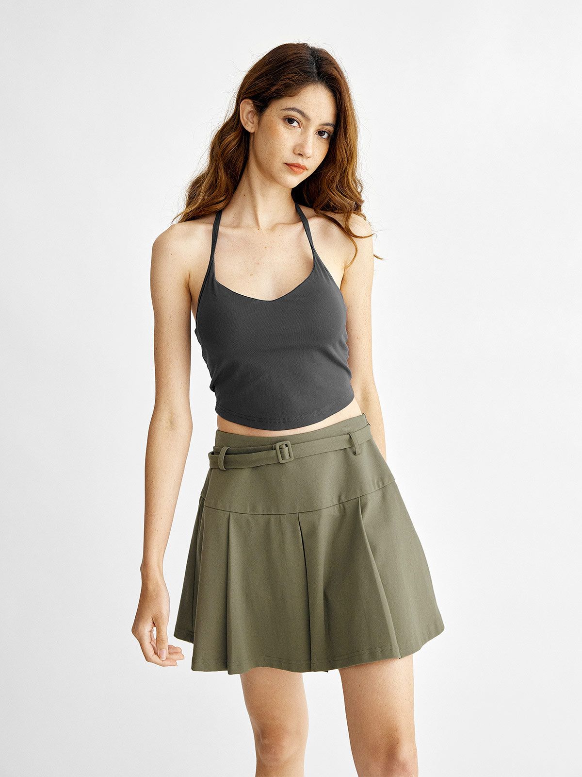 Belted Mid-Rise Pleated Skort sold by ogl move product image thumbnail 3