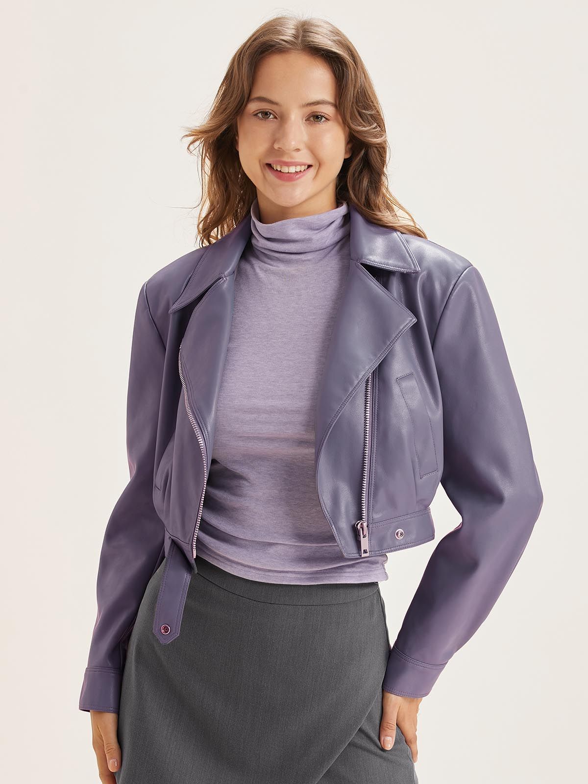 Vegan Leather Cropped Jacket sold by ogl move product image thumbnail 2