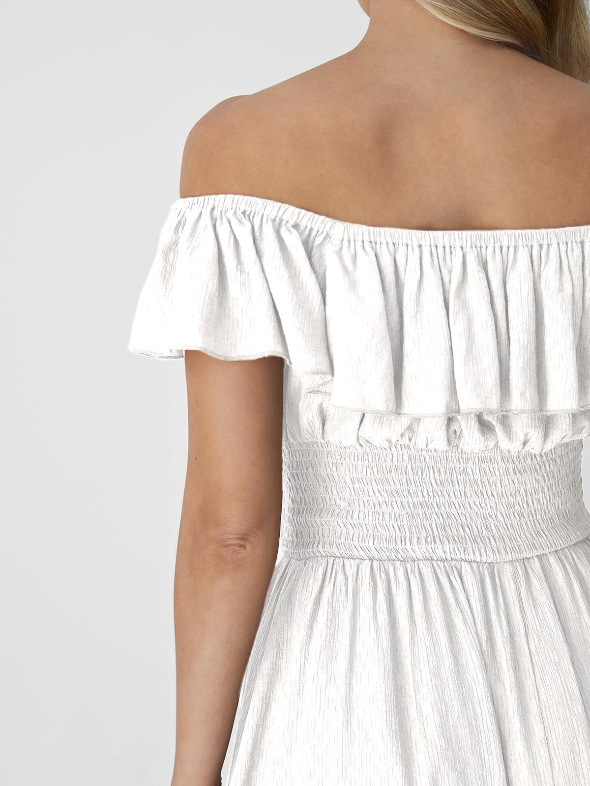 Off-The-Shoulder Ruffle Smocking Midi Dress sold by ogl move product image thumbnail 6