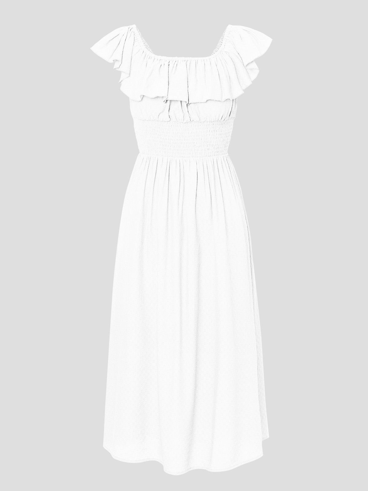 Off-The-Shoulder Ruffle Smocking Midi Dress sold by ogl move product image thumbnail 2