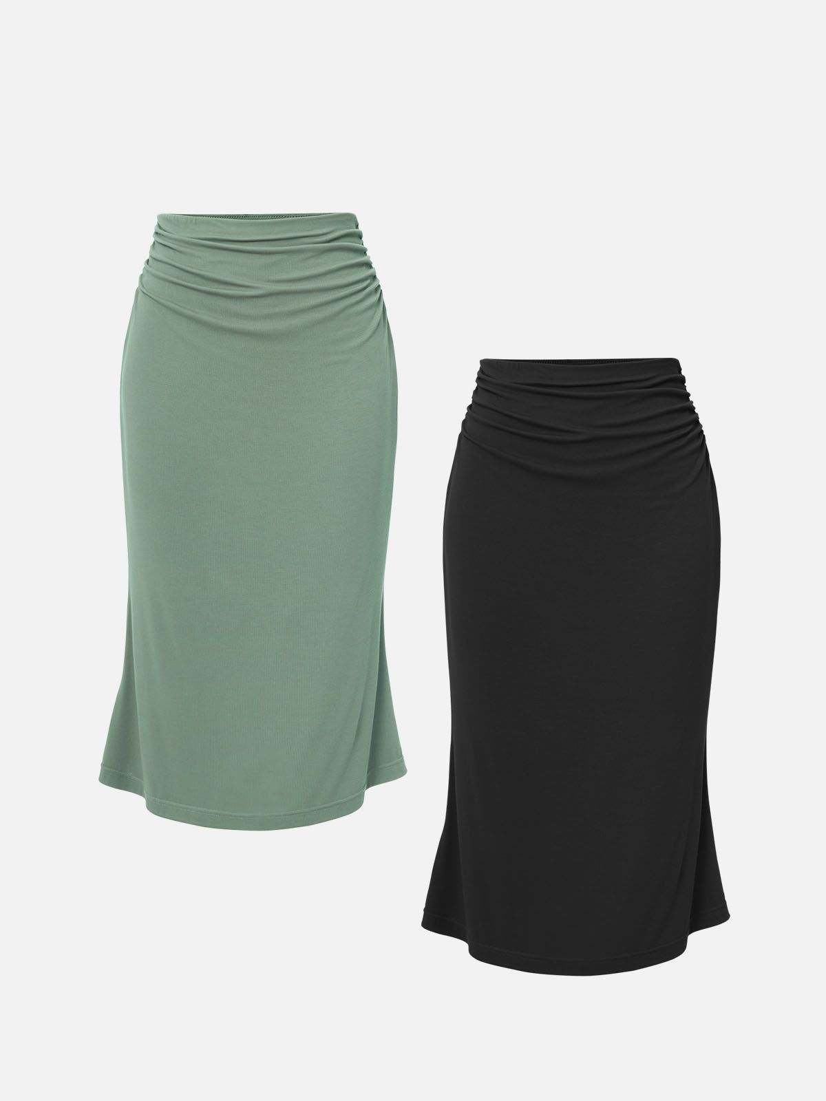 Eco-SkinKiss® Ruched Side Mermaid Midi Skirt-2Pcs Set sold by ogl move product image thumbnail 3