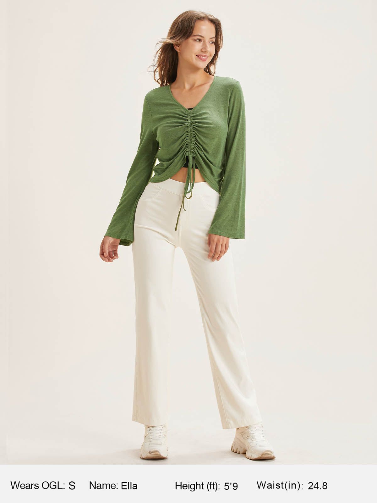 Tencel Wool Cinched Front Bell Sleeve Top sold by ogl move product image thumbnail 3