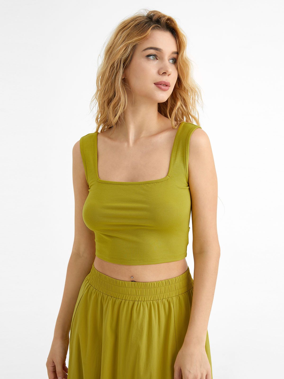 Plantive™ Square Neck Wide Strape Cropped Tank sold by ogl move