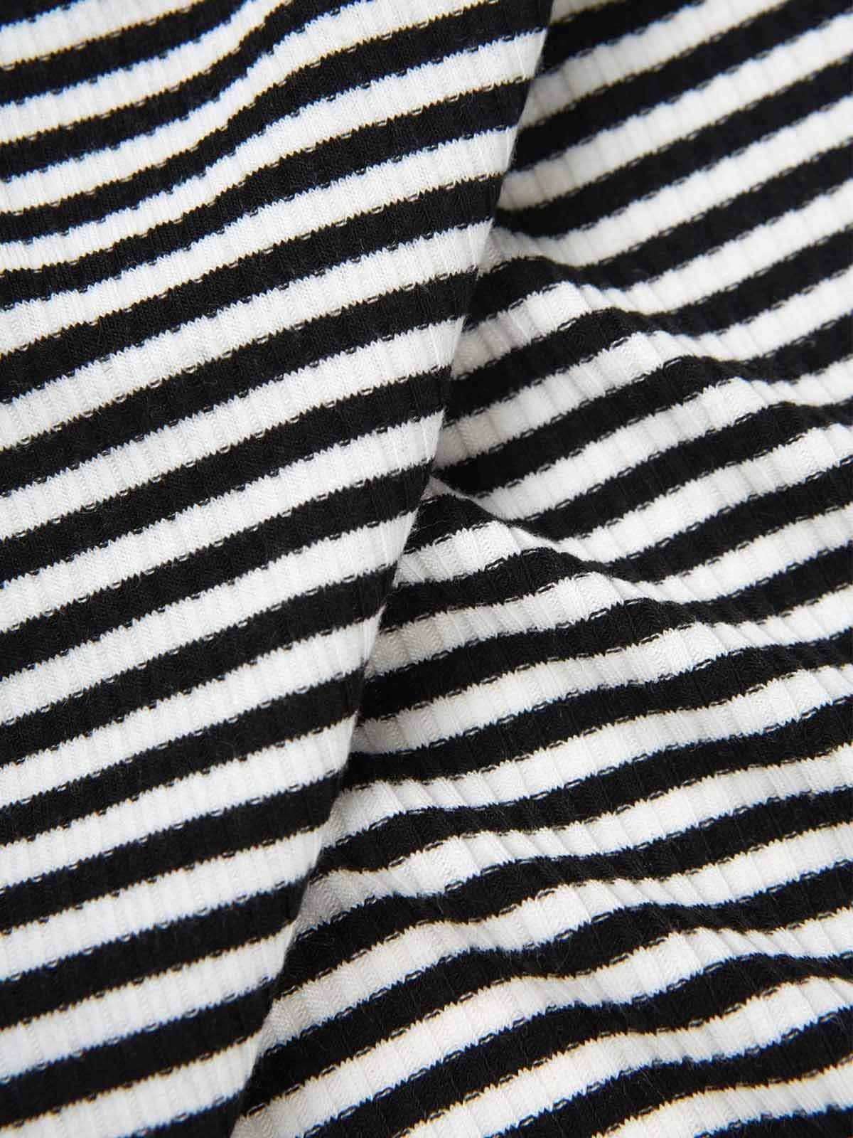 B&W Stripe Polo Collared V-Neck Bodysuit sold by ogl move product image thumbnail 4