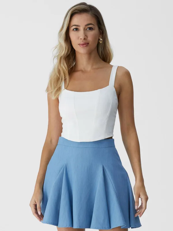 Wide Strap Corset-Seaming Curve Hem Tank sold by ogl move