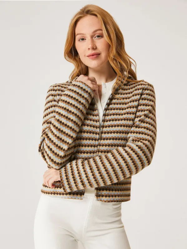 Fair Isle Cashmere-like Two-Way-Zip Hooded Jacket sold by ogl move