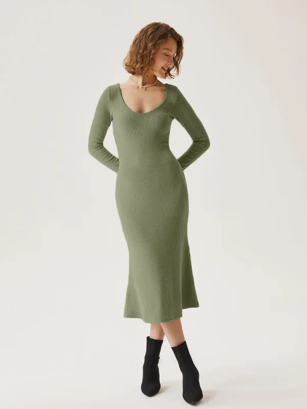 Brushed Rib V-neck Midi Brami Dress sold by ogl move
