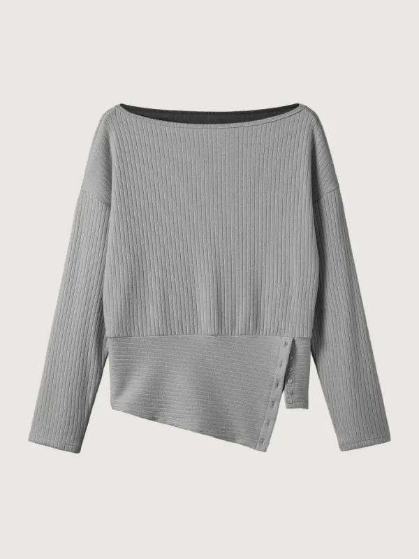 Glitter Boatneck Drop Shoulder Top sold by ogl move