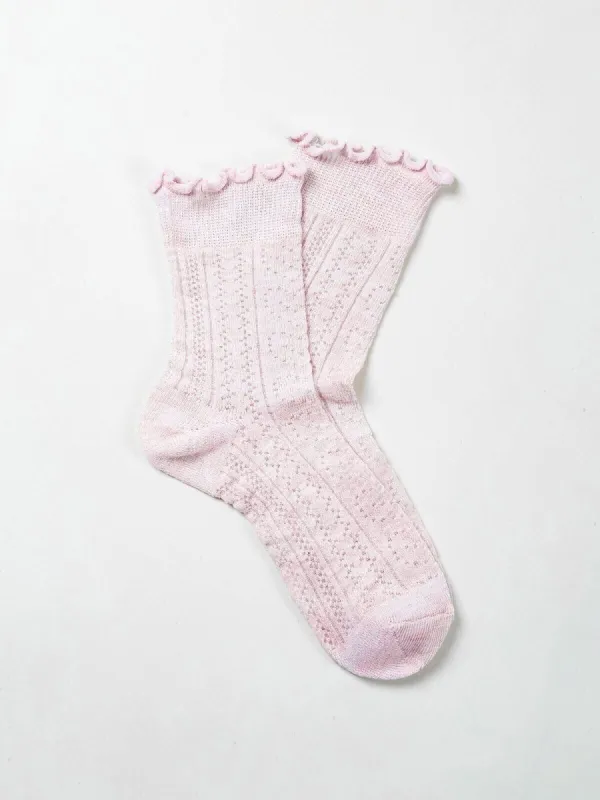 Breathable Pointelle Lettuce Edge Crew Sock sold by ogl move