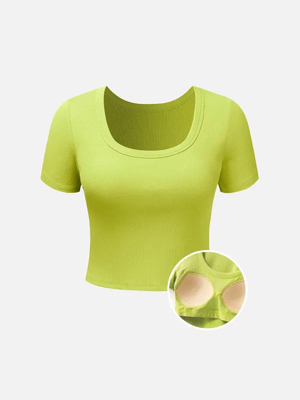 Plantive™ Short Sleeve Scoop Bra Top sold by ogl move