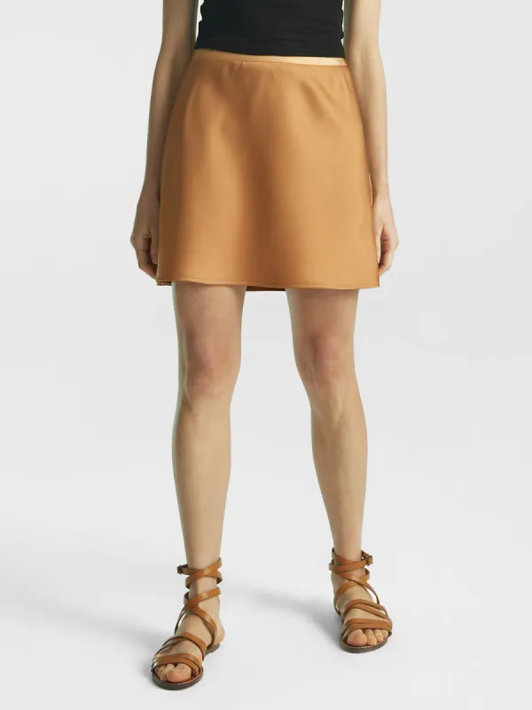 Satin Pull-On Bias-Cut Mini Skirt sold by ogl move