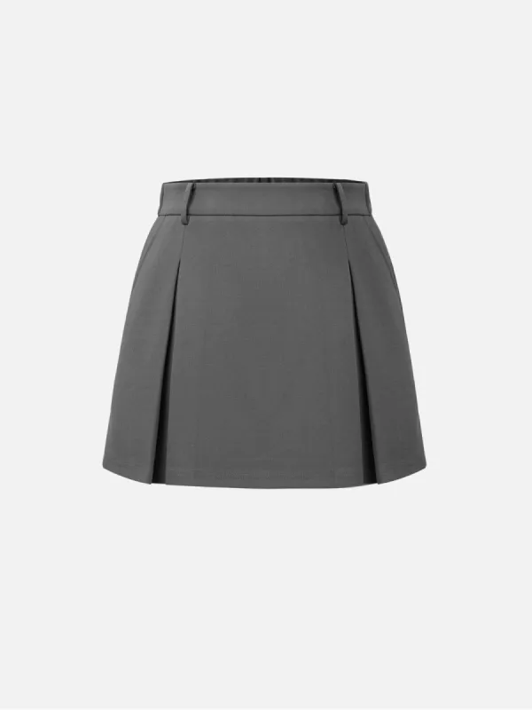 Wide Pleats Workwear Short Skorts with Pockets sold by ogl move