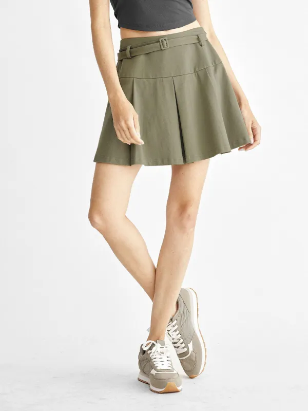 Belted Mid-Rise Pleated Skort sold by ogl move