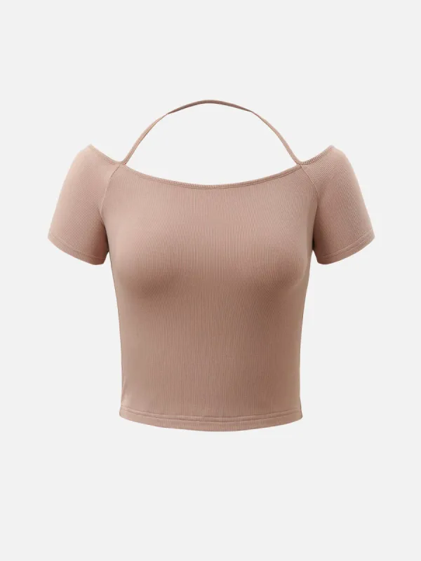 Eco-SkinKiss® Rib Off Shoulder Halter Top sold by ogl move